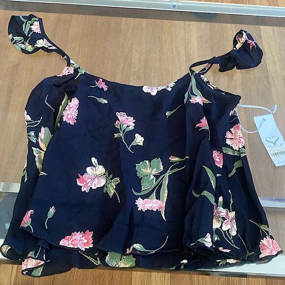 Stevie Sister Nicki blouse/top adj strap with ruffle cap detail, overlap back - Picture 1 of 5